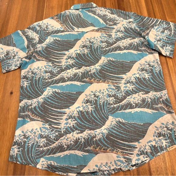 Men’s Western Aloha Wave Print Pearl Snap Shirt XXL Hawaiian Surf Button Up - Picture 13 of 13